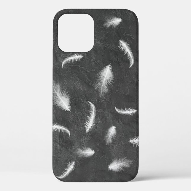 Feathers on Grey Leather Case-Mate iPhone Case (Rückseite)