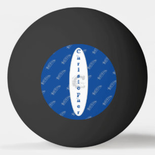 Feathers Pattern Blue Simple Modern Name Monogram Tischtennisball