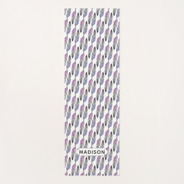 Feathers Pattern individuelle Name Yogmatte Yogamatte (Vorderseite)