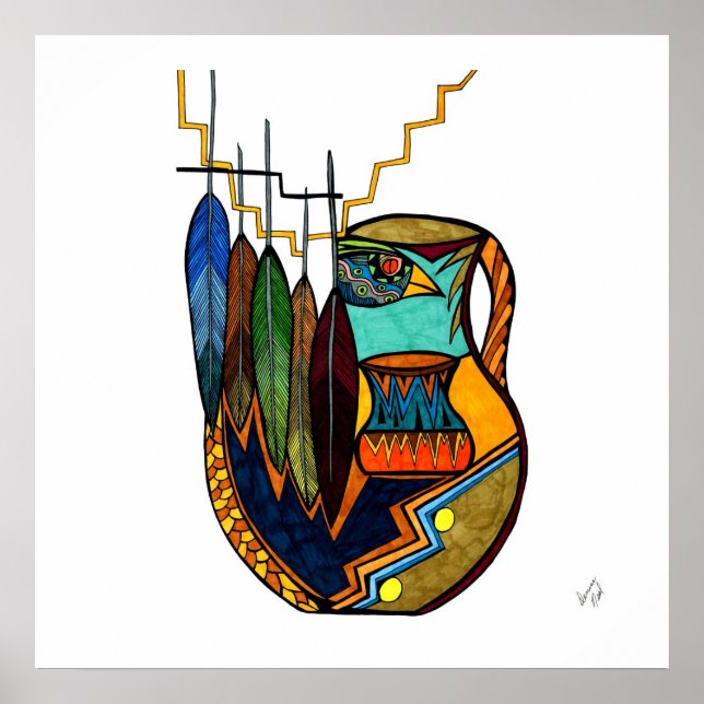 Feathers & Pot Spirit Reproduction Poster (Vorne)