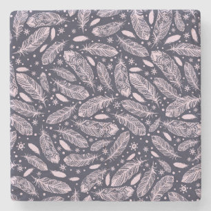 Feathery Fantasy: Romantische Musterkreation Steinuntersetzer