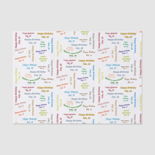 Februar, 18 Geburtstags-Gewebepapier Seidenpapier (Vorderseite)