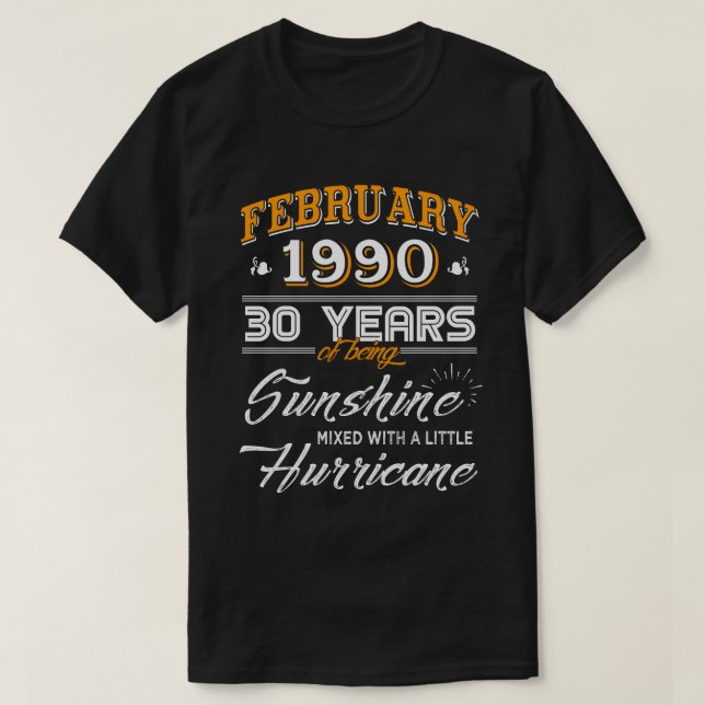 Februar 1990 30 Jahre Hochzeitsgeschenke T-Shirt (Design vorne)