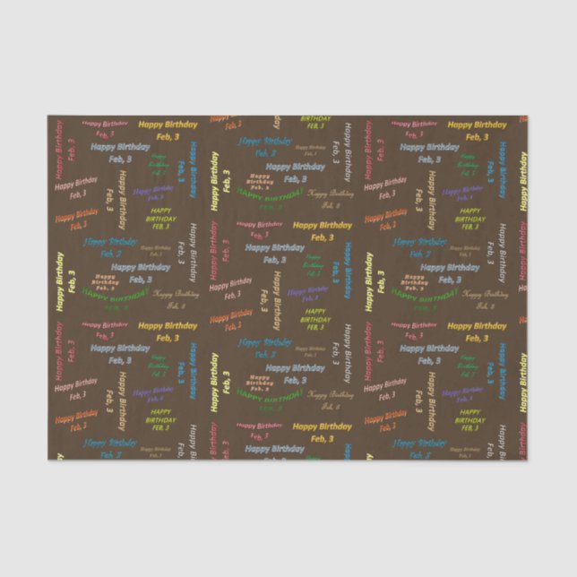 Februar, 3. Geburtstag, Gewebepapier Seidenpapier (Vorderseite)
