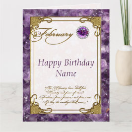 Februar Amethyst Birthstone Geburtstag 8.5x11 Karte
