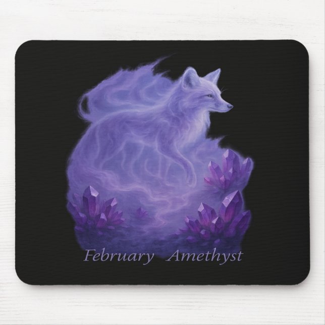 Februar Amethyst - Mystical Fox & Crystal Mousepad (Vorne)