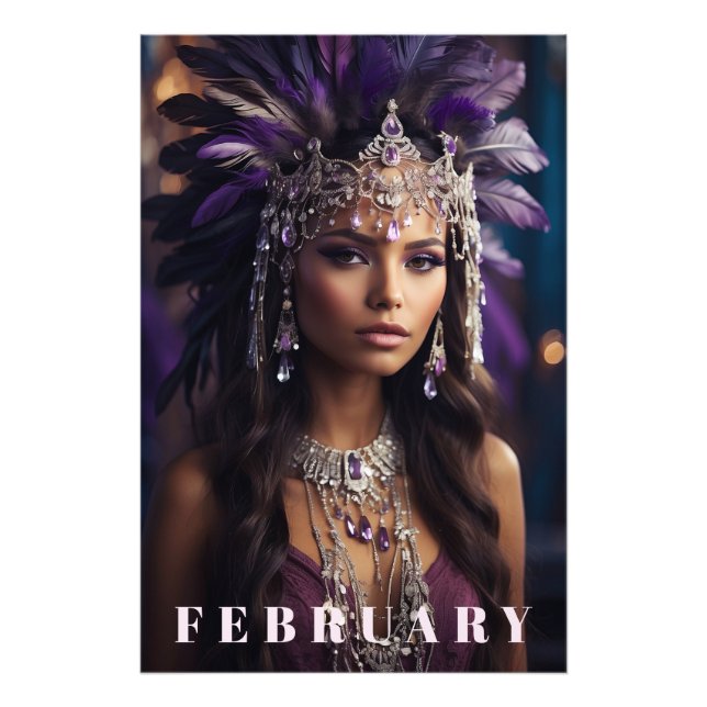 *~* FEBRUAR AP53 Headdress AMETHYST Boho Fotodruck (Vorne)