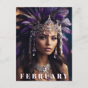 *~* FEBRUAR AP53 Headdress Boho AMETHYST Postkarte