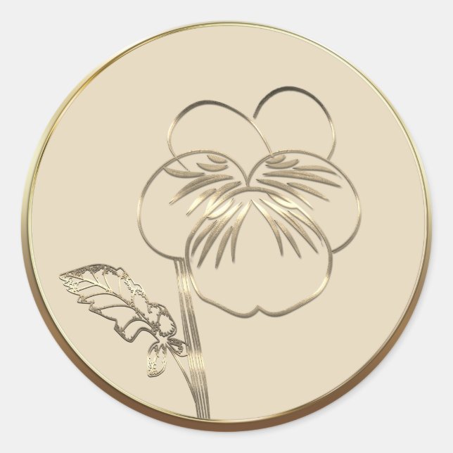 Februar Birth Pansy Violet Classic Round Sticker (Vorderseite)