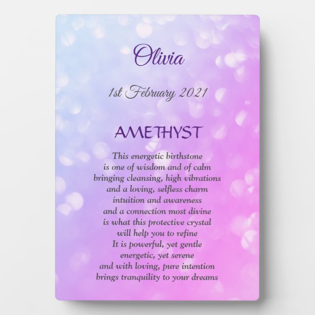 Februar Birthstone Amethyst Design Fotoplatte (Vorderseite)