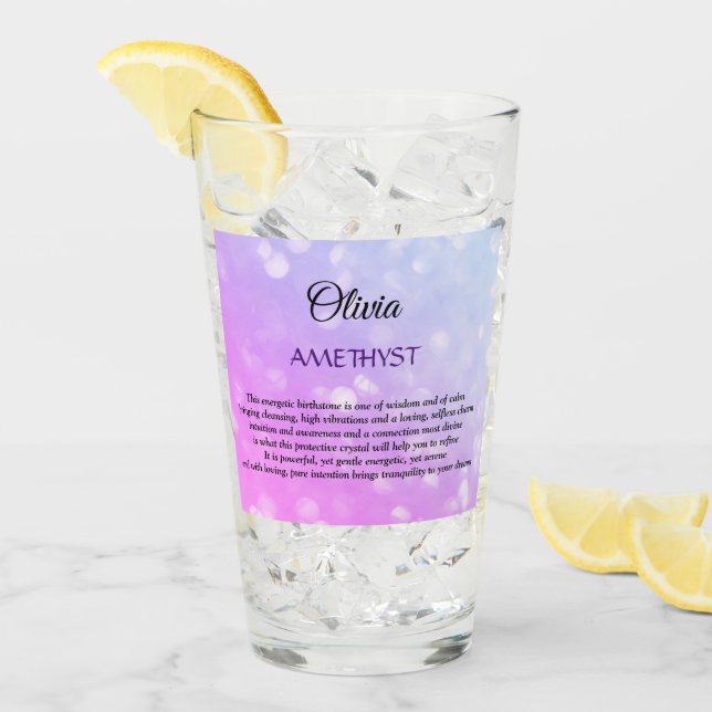Februar Birthstone Amethyst Design Glas (Vorderseite Ice)