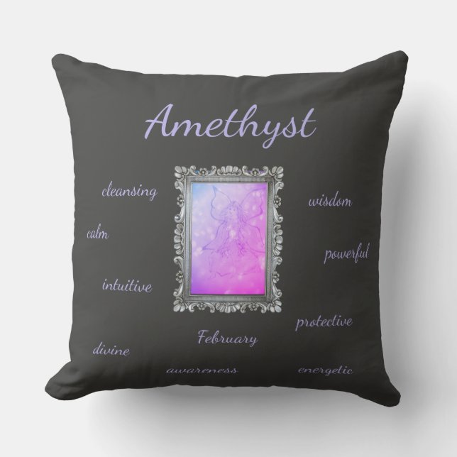Februar Birthstone Amethyst Fairy Kissen (Vorderseite)