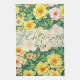 Februar Blume Primroses Geschirrtuch