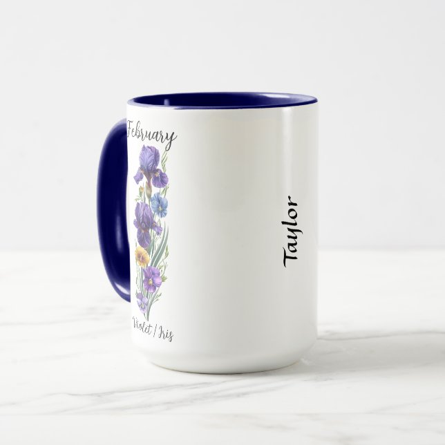 Februar Blume Violet und Iris Tasse (Vorderseite Links)