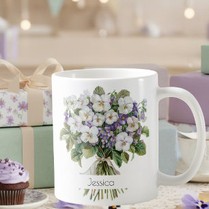 Februar-Geburtsblumen-Geburtstags-Tasse   Veilchen Kaffeetasse