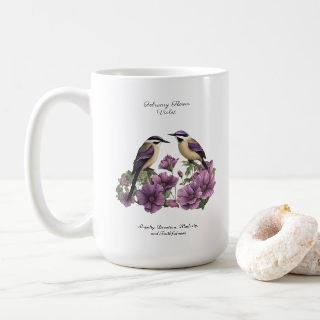 Februar Geburtsmonat Blume Personalisiert Geburtst Kaffeetasse (Mit Donut)