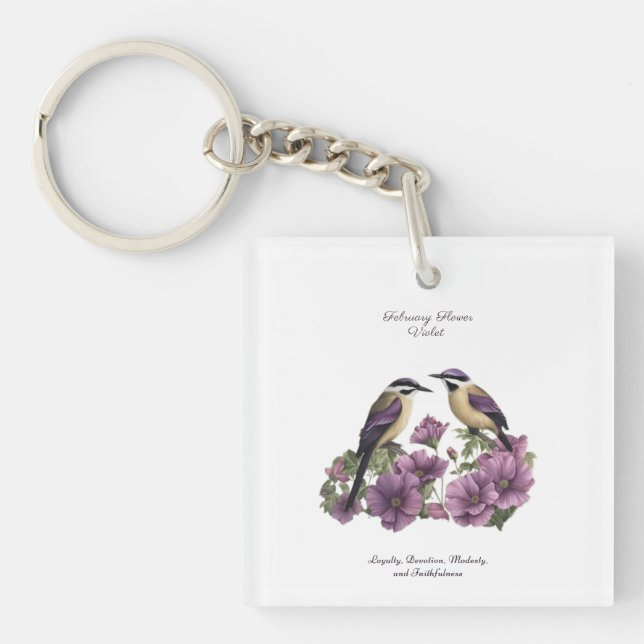 Februar Geburtsmonat Blume Personalisiert Geburtst Schlüsselanhänger (Vorderseite)
