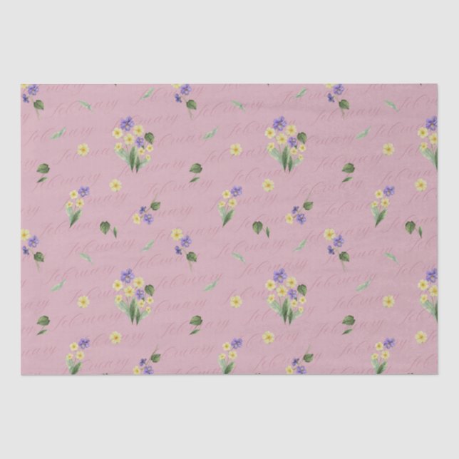 Februar Geburtsmonat Blume Primrose Violet Seidenpapier (Vorderseite)
