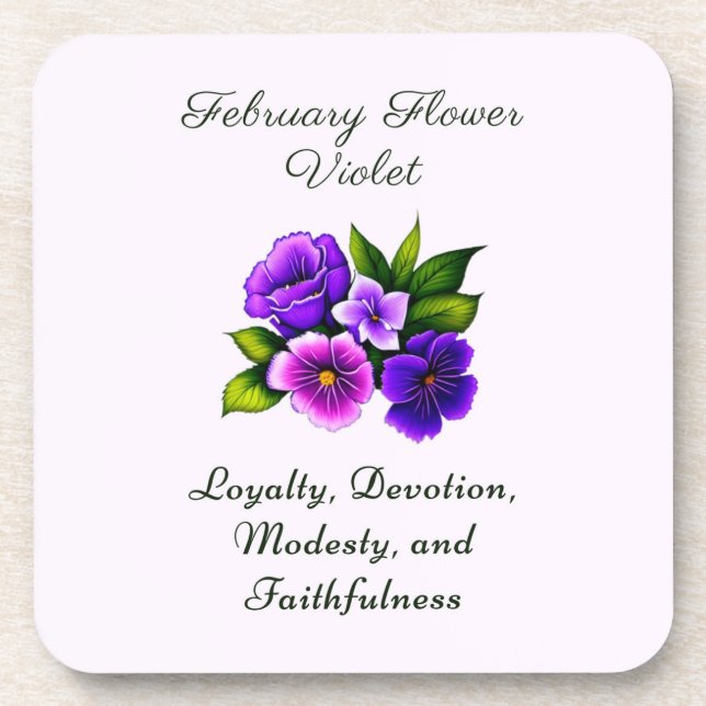 Februar Geburtsmonat Blume Violet Delicate Getränkeuntersetzer (Vorderseite)