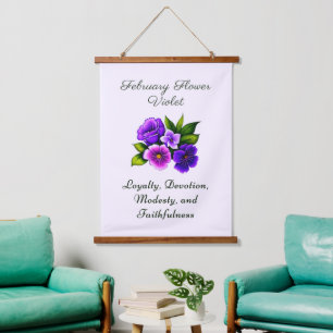 Februar Geburtsmonat Blume Violet Delicate Wandteppich Mit Holzrahmen