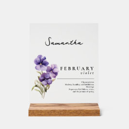 Februar Geburtsmonat Blume Violet Personalisiert Acrylschild