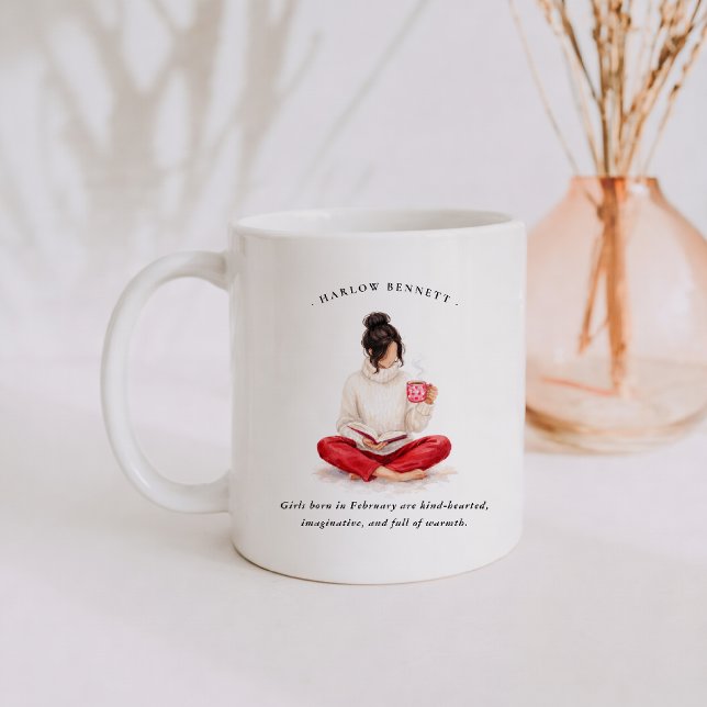 Februar-Geburtsmonat-Mädchen | Monogramm  Kaffeetasse (Von Creator hochgeladen)