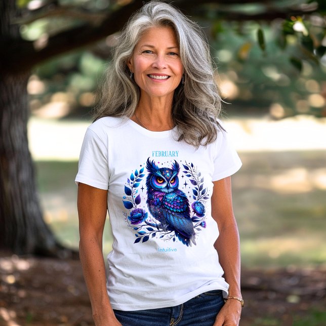 Februar Geburtsmonat Spirit Animal Owl T-Shirt (Von Creator hochgeladen)