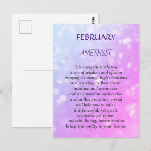 Februar Geburtsstein Amethyst Design Postkarte