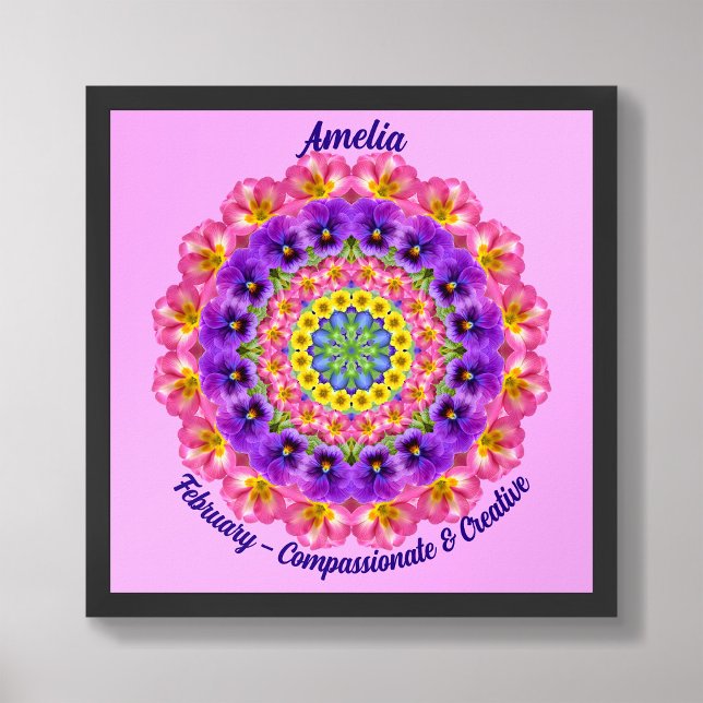 Februar Geburtstag Blume Zitat Kinder Kinderzimmer Poster (Framed February Birth Month Flower Nursery Kids Poster)