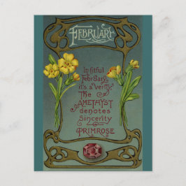 Februar Geburtstag Primrose & Amethyst Postkarte