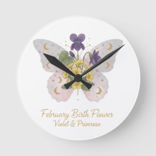 Februar Geburtstagsblumen Wanduhr