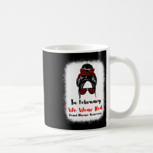 Februar Heart Health Go Red Messy Bun Frauen Kaffeetasse
