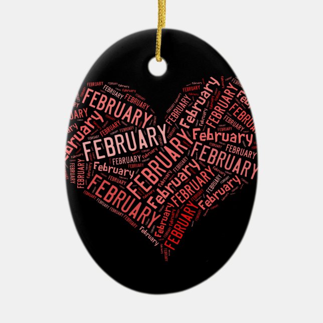 Februar Heart Keramik Ornament (Vorne)