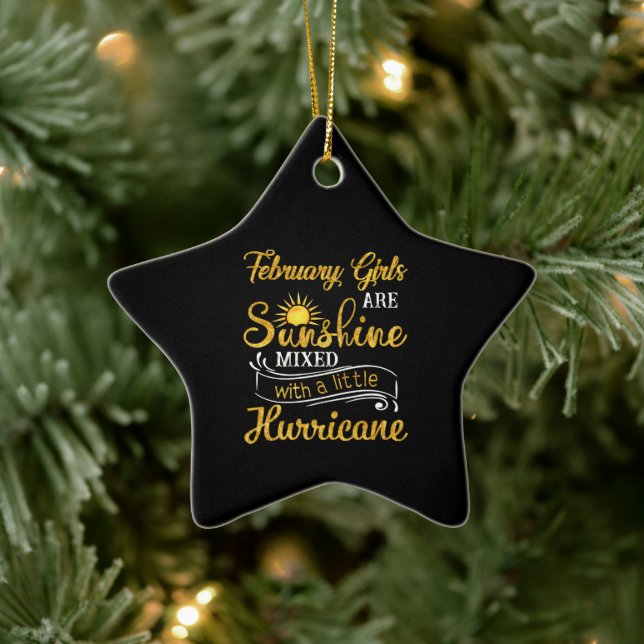 Februar Mädchen sind Sunshine Mixed Little Hurrica Keramik Ornament (Baum)