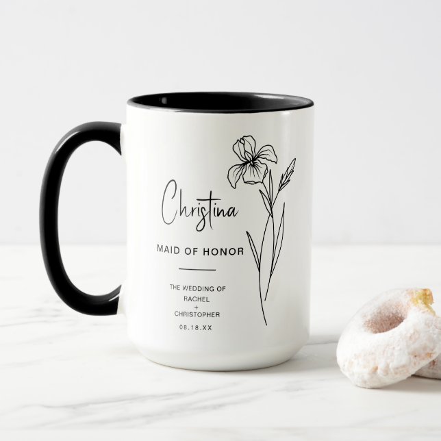 Februar-Trauzeugin | Iris Birth Blume Tasse (Mit Donut)