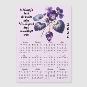 Februar-Veilchen- und Amethyst-Kalender Magnetkarte