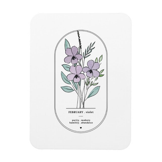 Februar Violet Birth Blume Magnet (Vertikal)