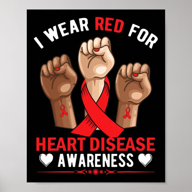 Februar Wir tragen Red Heart Disease Awareness Ame Poster (Vorne)