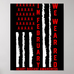 Februar Wir Tragen Rot Amerikanische Flagge Herzkr Poster