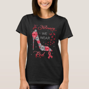 Februar Wir tragen rote Schmetterlinge Herzkrankhe T-Shirt