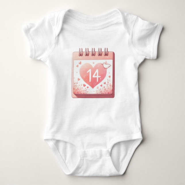 February 14th Valentine's Day Baby Strampler (Vorderseite)
