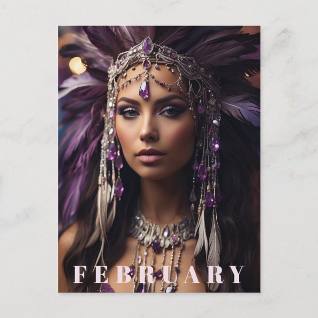 *~* FEBRUARY Headdress Boho AMETHYST AP53 Postkarte (Vorderseite)