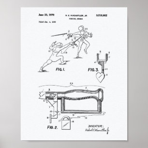 Fecht-Schwerter 1970 Patent Kunst Weißpapier Poster