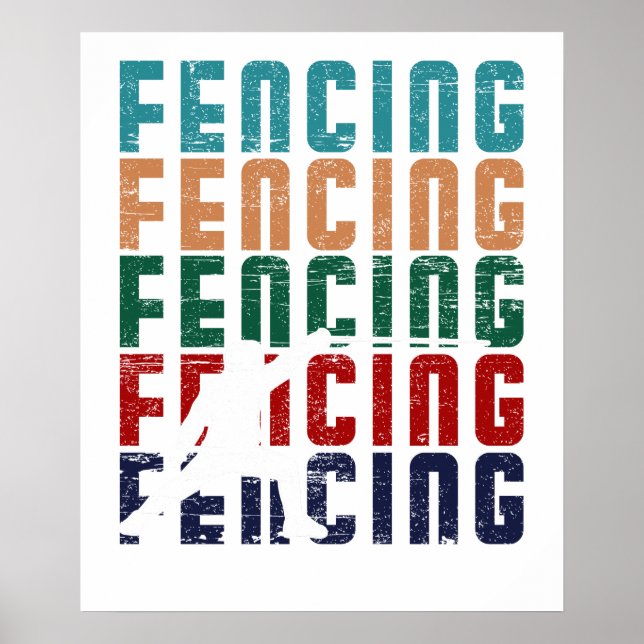 Fechten Vintage Retro Design Fechter Poster (Vorne)