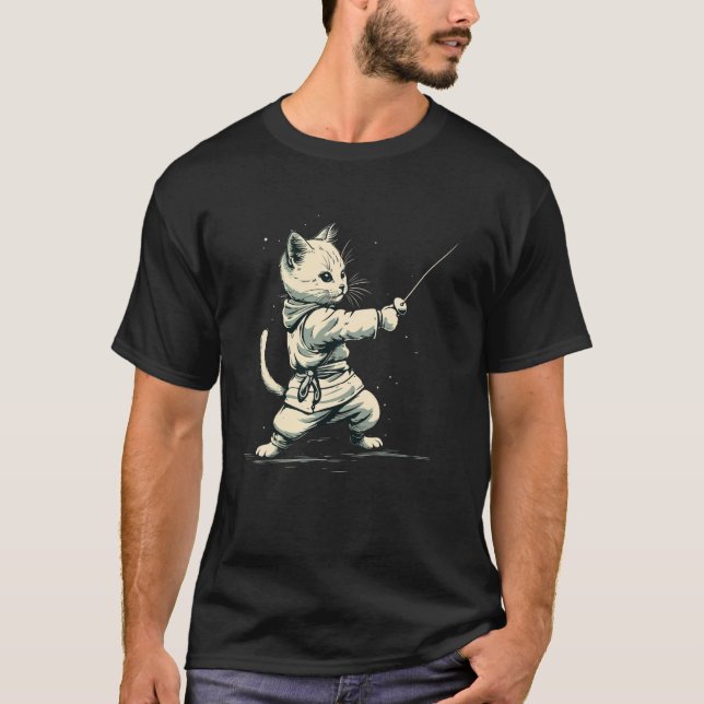 Fechterkatze beim Fechten T-Shirt (Vorderseite)