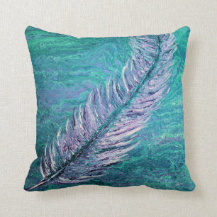 Feder Boho aquamarines und lila Throw-Kissen Kissen