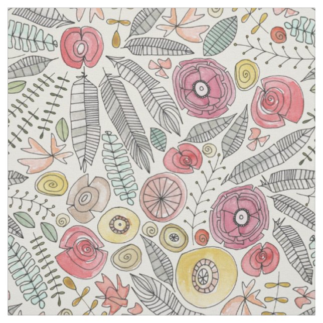 Feder Fleur Aquarell Stoff (Muster)
