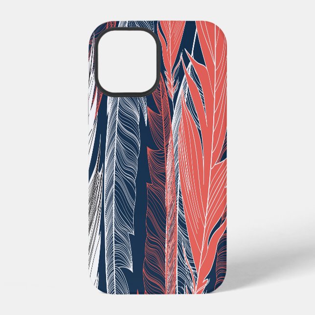 Feder Grafik, schöne nahtlose Muster. iPhone 12 Hülle (Rückseite)