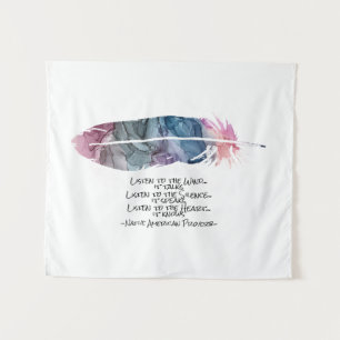 "Feder" mit indianischem Sprichwort Wandteppich