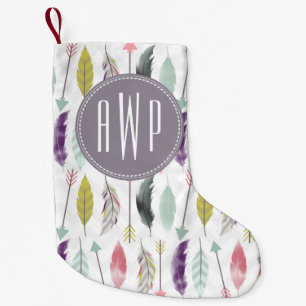 Feder-Monogramm-WeihnachtsStrumpf Kleiner Weihnachtsstrumpf